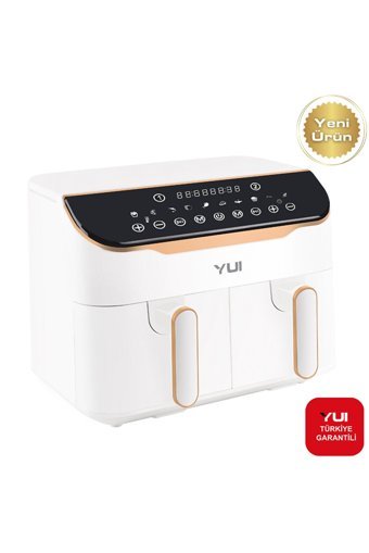 Yui M45 Airfryer 8 lt İki Hazneli Izgara Yapan Yağsız Sıcak Hava Fritözü Beyaz