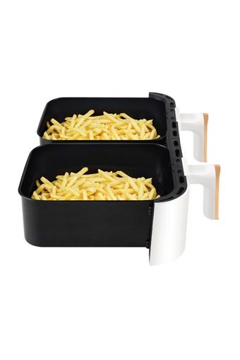 Yui M45 Airfryer 8 lt İki Hazneli Izgara Yapan Yağsız Sıcak Hava Fritözü Beyaz