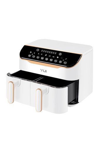 Yui M45 Airfryer 8 lt İki Hazneli Izgara Yapan Yağsız Sıcak Hava Fritözü Beyaz