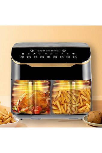 Yui M45 Airfryer 8 lt İki Hazneli Izgara Yapan Yağsız Sıcak Hava Fritözü Beyaz