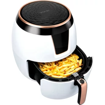 Tmarkt Airfryer 5.5 lt Tek Hazneli Led Ekranlı Yağsız Sıcak Hava Fritözü Beyaz