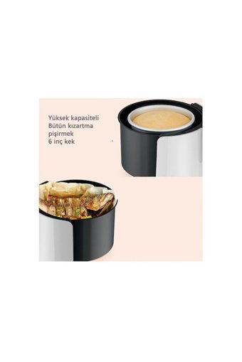 Mijia Silencare Airfryer 5 lt Tek Hazneli Izgara Yapan Led Ekranlı Yağsız Sıcak Hava Fritözü Beyaz