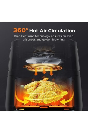 Dreo Airfryer 5 lt Tek Hazneli Led Ekranlı Yağsız Sıcak Hava Fritözü Siyah