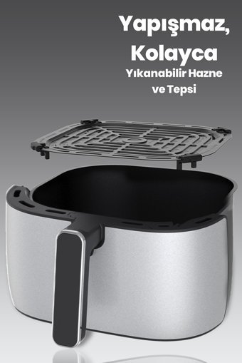 Problack P600 Airfryer 5.7 lt Tek Hazneli Led Ekranlı Yağsız Sıcak Hava Fritözü Siyah