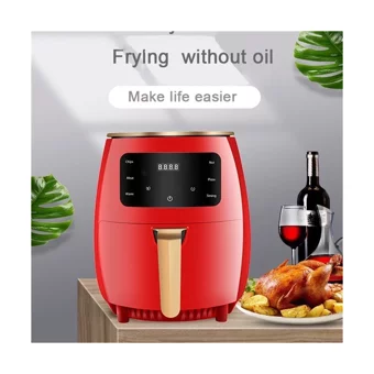 Eco Airfryer 4 lt Tek Hazneli Led Ekranlı Yağsız Sıcak Hava Fritözü Kırmızı