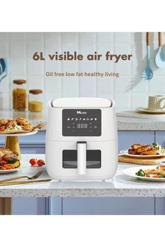 Miline AF06Le4 Airfryer 6 lt Tek Hazneli Izgara Yapan Led Ekranlı Yağsız Sıcak Hava Fritözü Siyah