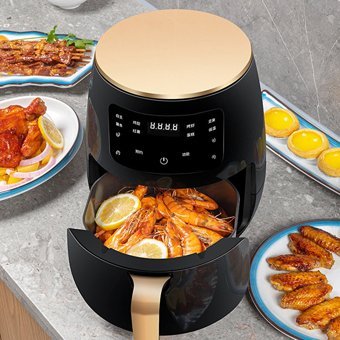 Raycy Airfryer 6 lt Tek Hazneli Led Ekranlı Yağsız Sıcak Hava Fritözü Siyah