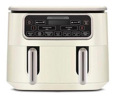 Karaca Air Pro Cook Duo Köz XXXL Airfryer 8 lt İki Hazneli Izgara Yapan Led Ekranlı Sıcak Hava Fritözü Beyaz