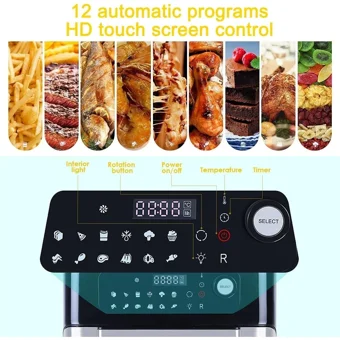 Uten Airfryer 10 lt Tek Hazneli Izgara Yapan Led Ekranlı Sıcak Hava Fritözü İnox