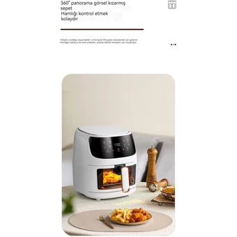 Qjqian Airfryer 6 lt Tek Hazneli Led Ekranlı Yağsız Sıcak Hava Fritözü Beyaz