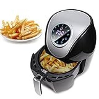 Boroco Airfryer 5 lt Tek Hazneli Izgara Yapan Led Ekranlı Yağsız Sıcak Hava Fritözü Siyah