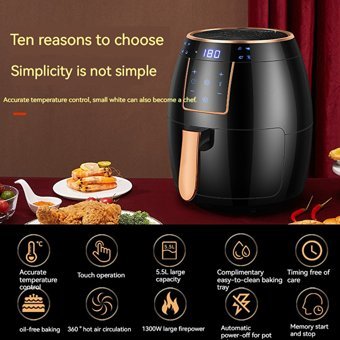 Horizon Store AF346D Airfryer 5.5 lt Tek Hazneli Led Ekranlı Yağsız Sıcak Hava Fritözü Siyah