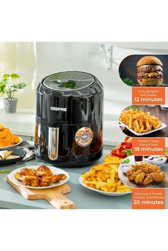 Geepas Airfryer 3.5 lt Tek Hazneli Izgara Yapan Yağsız Sıcak Hava Fritözü Siyah