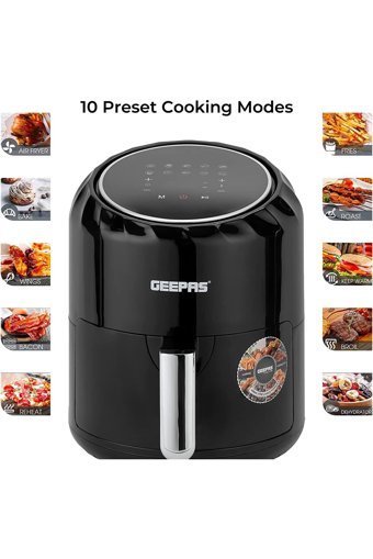 Geepas Airfryer 3.5 lt Tek Hazneli Izgara Yapan Yağsız Sıcak Hava Fritözü Siyah