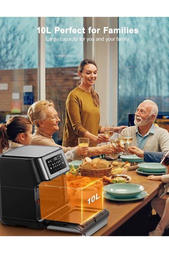 Innsky Airfryer 10 lt Tek Hazneli Izgara Yapan Led Ekranlı Sıcak Hava Fritözü Gri