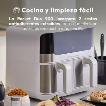 Master Pro Rocket Duo 900 Airfryer 9 lt İki Hazneli Izgara Yapan Led Ekranlı Yağsız Sıcak Hava Fritözü Beyaz