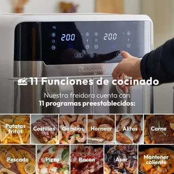 Master Pro Rocket Duo 900 Airfryer 9 lt İki Hazneli Izgara Yapan Led Ekranlı Yağsız Sıcak Hava Fritözü Beyaz