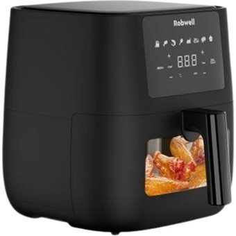 Robwell AS27 Airfryer 6 lt Tek Hazneli Izgara Yapan Led Ekranlı Yağsız Sıcak Hava Fritözü Siyah