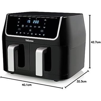 Tristar Airfryer 9 lt İki Hazneli Izgara Yapan Led Ekranlı Yağsız Sıcak Hava Fritözü Siyah