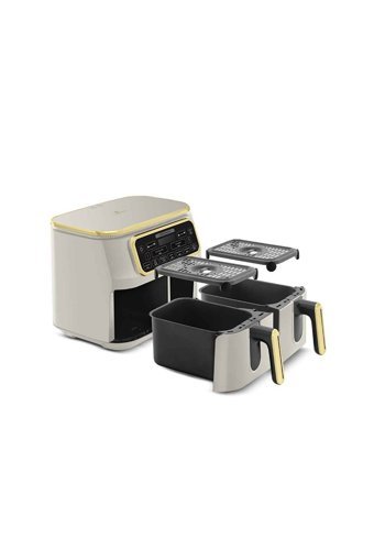 Karaca Air Pro Cook Duo Tandır XXXL Airfryer 8 lt İki Hazneli Izgara Yapan Led Ekranlı Sıcak Hava Fritözü Beyaz