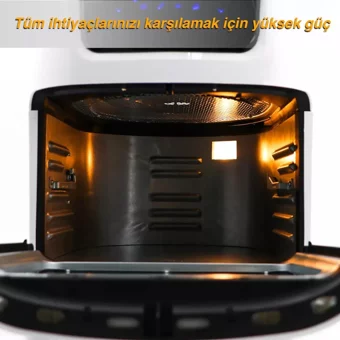 Npo Haeger Hg-5297 Airfryer 12 lt Izgara Yapan Led Ekranlı Yağsız Sıcak Hava Fritözü Siyah
