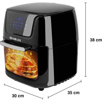 Npo Haeger Hg-5297 Airfryer 12 lt Izgara Yapan Led Ekranlı Yağsız Sıcak Hava Fritözü Siyah