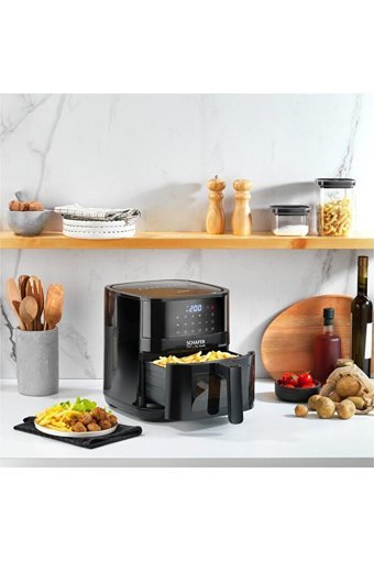Schafer Fit Fry Look Airfryer 5.5 lt Tek Hazneli Led Ekranlı Yağsız Sıcak Hava Fritözü Siyah