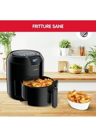 Moulinex Ez4018 Easy Deluxe Airfryer Tek Hazneli Izgara Yapan Led Ekranlı Yağsız Sıcak Hava Fritözü Siyah
