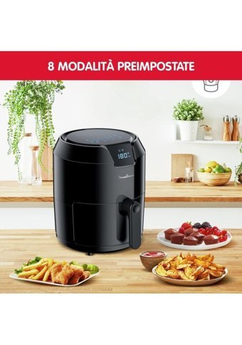 Moulinex Ez4018 Easy Deluxe Airfryer Tek Hazneli Izgara Yapan Led Ekranlı Yağsız Sıcak Hava Fritözü Siyah