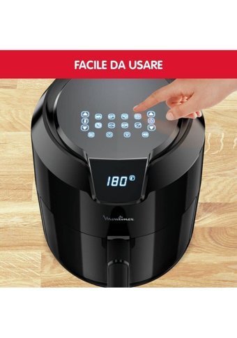 Moulinex Ez4018 Easy Deluxe Airfryer Tek Hazneli Izgara Yapan Led Ekranlı Yağsız Sıcak Hava Fritözü Siyah