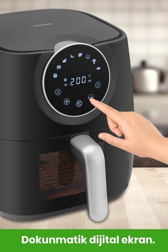 Goldmaster FreeFry Airfryer 5.7 lt Tek Hazneli Led Ekranlı Yağsız Sıcak Hava Fritözü Siyah