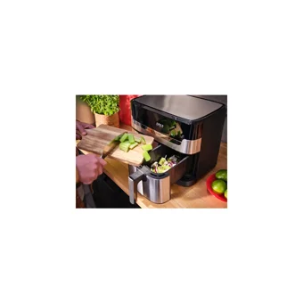 Tefal Dual Airfryer 8.3 lt İki Hazneli Izgara Yapan Led Ekranlı Yağsız Fritöz Gri