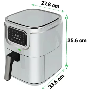 Wiami Airfryer 5 lt Tek Hazneli Izgara Yapan Led Ekranlı Yağsız Sıcak Hava Fritözü Beyaz
