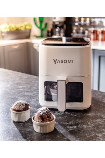 Yasomi Y35 Pro Airfryer 3.5 lt Tek Hazneli Izgara Yapan Led Ekranlı Yağsız Sıcak Hava Fritözü Beyaz