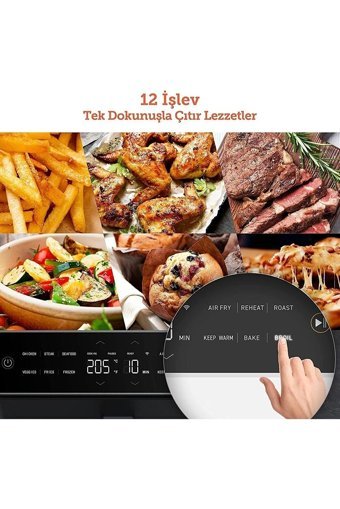Cosorı Airfryer 5 lt Tek Hazneli Izgara Yapan Led Ekranlı Yağsız Sıcak Hava Fritözü Siyah