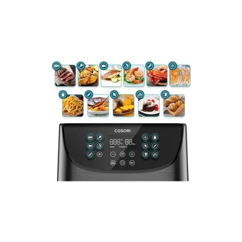 Cosori Premium Airfryer 5.5 lt Tek Hazneli Izgara Yapan Led Ekranlı Yağsız Sıcak Hava Fritözü Siyah