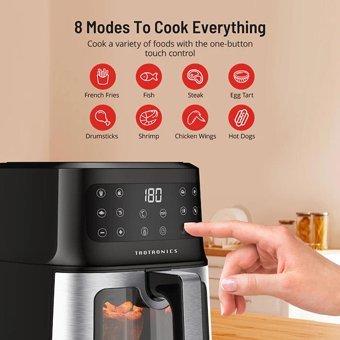 Taotronics TT-AF011 Airfryer 5.3 lt Tek Hazneli Led Ekranlı Yağsız Sıcak Hava Fritözü Siyah