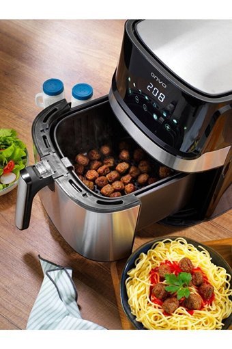 Onvo Ovfry08 Airfryer 6.5 lt Tek Hazneli Led Ekranlı Yağsız Sıcak Hava Fritözü İnox