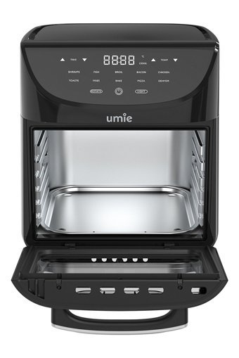 Umie Airfryer 12 lt Tek Hazneli Izgara Yapan Led Ekranlı Yağsız Sıcak Hava Fritözü Siyah