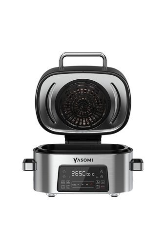 Yasomi Y75 Airfryer 6 lt Tek Hazneli Izgara Yapan Led Ekranlı Yağsız Sıcak Hava Fritözü İnox