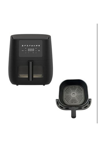 Miline AF6L04 Airfryer 6 lt Tek Hazneli Izgara Yapan Led Ekranlı Yağsız Sıcak Hava Fritözü Siyah
