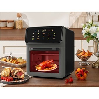 Chuangli Airfryer 5 lt Tek Hazneli Izgara Yapan Led Ekranlı Yağsız Sıcak Hava Fritözü Gri