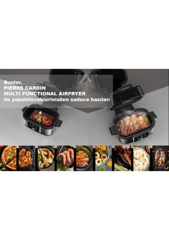 Pierre Cardin Multifunctional Airfryer 4.5 lt Tek Hazneli Led Ekranlı Yağsız Sıcak Hava Fritözü Gümüş