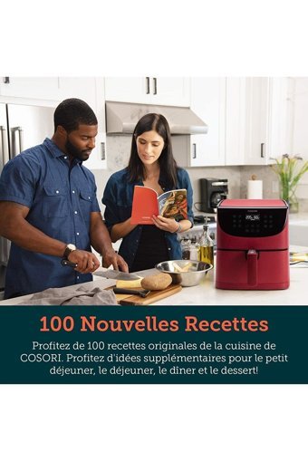 Cosori Premium Airfryer 5.5 lt Tek Hazneli Izgara Yapan Led Ekranlı Yağsız Sıcak Hava Fritözü Kırmızı