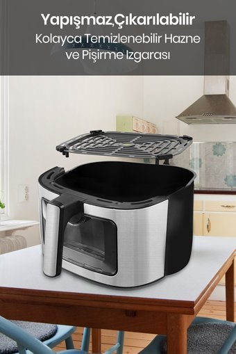 Goldmaster Vetto Airfryer 6 lt Tek Hazneli Led Ekranlı Yağsız Sıcak Hava Fritözü Siyah