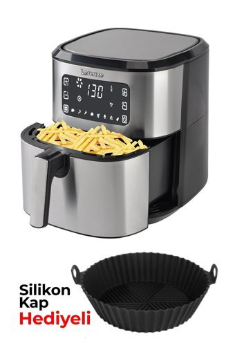 Lorenzo Lrz-1009 Airfryer 6.5 lt Tek Hazneli Led Ekranlı Yağsız Sıcak Hava Fritözü İnox