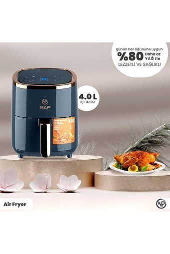 Npo RAF R5007 Airfryer 4 lt Tek Hazneli Izgara Yapan Led Ekranlı Yağsız Sıcak Hava Fritözü Lacivert