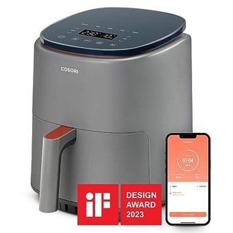 Cosori ‎CAF-LI401S Airfryer 3.8 lt Tek Hazneli Izgara Yapan Led Ekranlı Sıcak Hava Fritözü Gri