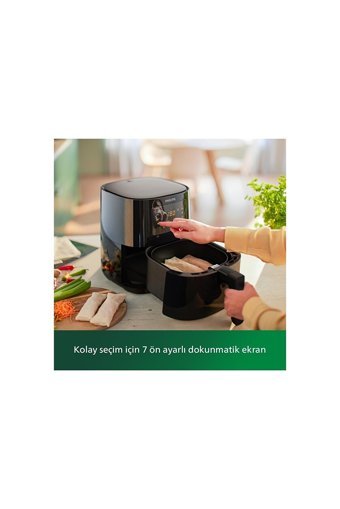 Philips HD9252/90 Airfryer 5.5 lt Tek Hazneli Izgara Yapan Led Ekranlı Yağsız Sıcak Hava Fritözü Siyah