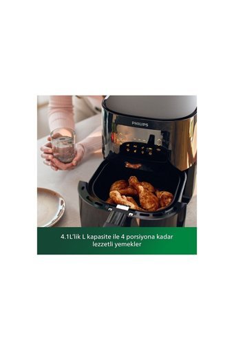 Philips HD9252/90 Airfryer 5.5 lt Tek Hazneli Izgara Yapan Led Ekranlı Yağsız Sıcak Hava Fritözü Siyah
